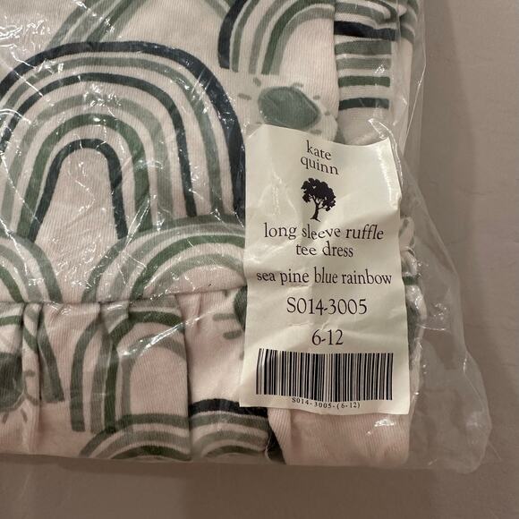 NWT Kate Quinn Sea Pine Blue Rainbow Long Sleeve Ruffle Dress - Picture 9 of 9